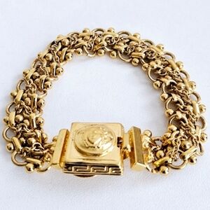 Gianni Versace Stamped Gold-plated Woven Bracelet